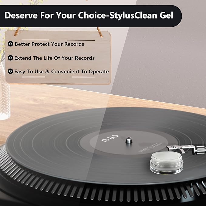Turntable Stylus Clean Gel - Premium Anti-Static & Zero-Dust Stylus Cleaner, Dirt and Debris Dry Cleaning Mixture for Vinyl Record Player Needle (Grey)