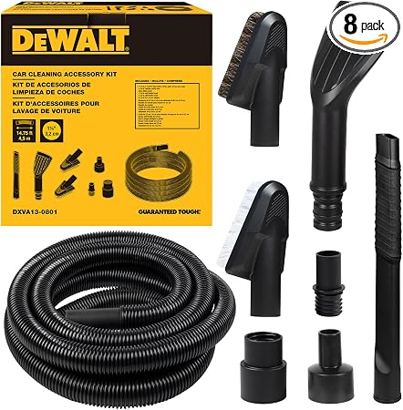 DEWALT 8-Piece Car Detailing Vacuum Hose Accessory Kit, DXVA13-0801