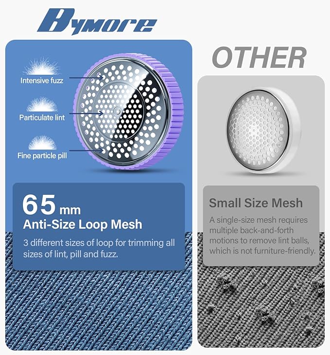 Bymore Fabric Shaver, Lint Shaver for Clothing Furniture Shaver, Sweater Defuzzer Pill Remover Shaver, Lint Remover for Clothing Fuzz-Dark Purple