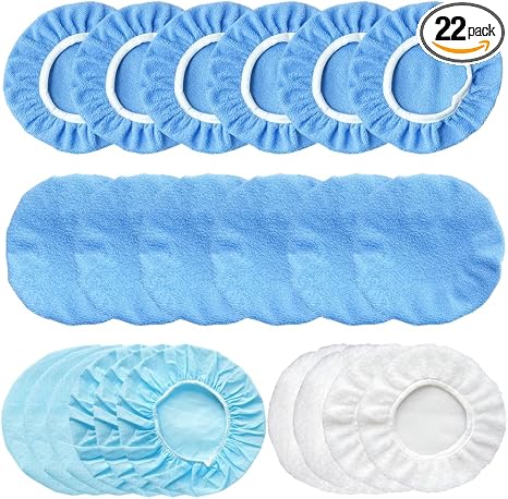 IOSUA 7-8 Inch Buffing Pads 22 Pieces Buffer Pads Car Polisher Bonnet Cover for Orbital Polisher Microfiber