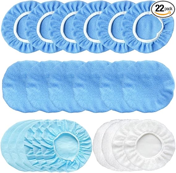 IOSUA 7-8 Inch Buffing Pads 22 Pieces Buffer Pads Car Polisher Bonnet Cover for Orbital Polisher Microfiber