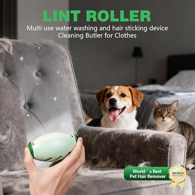 Portable Lint Roller, 2 Pack Travel Size Reusable Lint Rollers, Extra Sticky Small Lint Remover for Cat Dog Pet Hair and Clothes(Green)