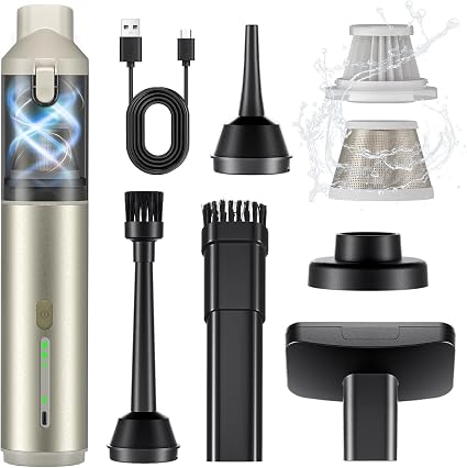 Car Vacuum Portable with 16000Pa Powerful Suction, Handheld Vacuum Cordless Rechargeable Blow & Suction 4 in 1, Small Va