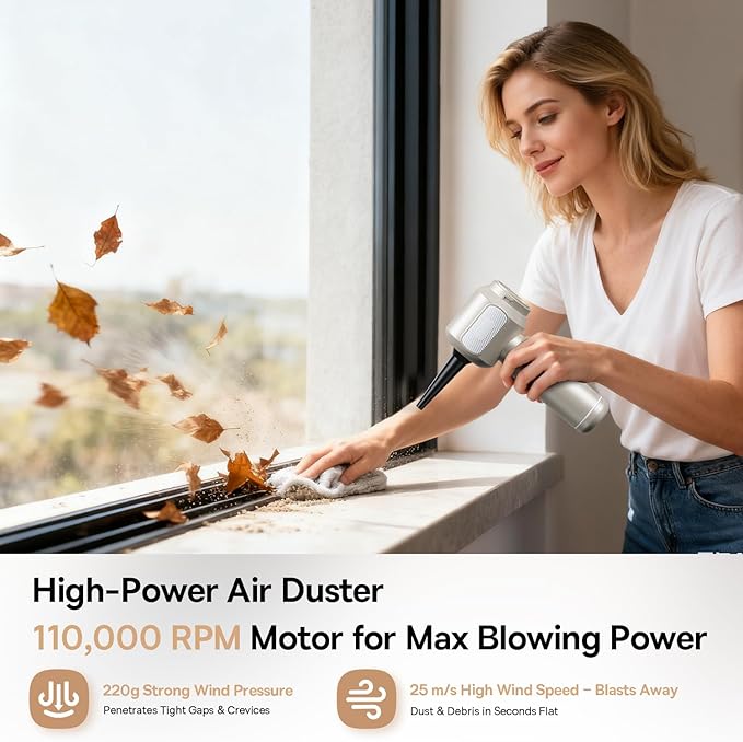 REWONDER Car Vacuum Cleaner High Power, 22000Pa Vacuum Cleaner & 110000RPM Air Duster, Handheld Vacuum with 7800mAh Battery, Storage Bag & Multi-Nozzles for Car, Home, Office