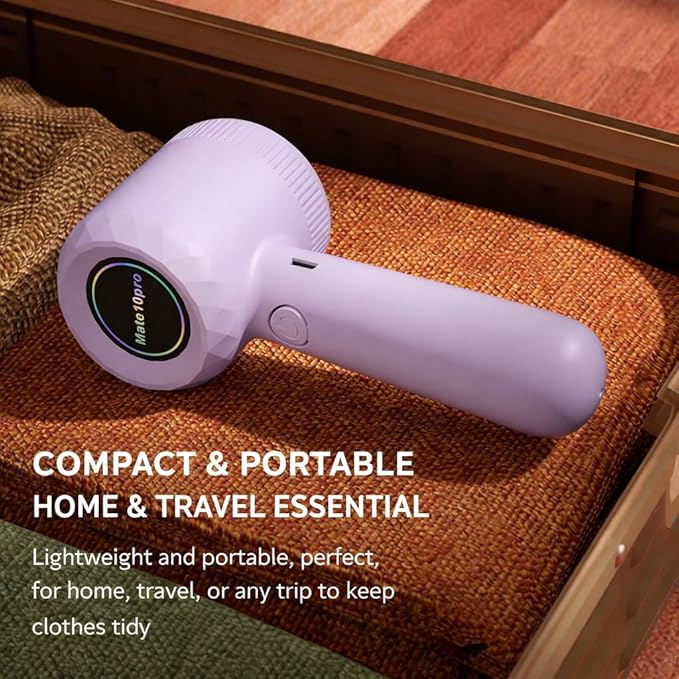 Fabric Shaver Lint Remover, Rechargeable Clothes Shaver for Sweaters, Furniture, Couch, Remove Fuzz and Pilling from Blankets, Jackets, Bedding, Purple