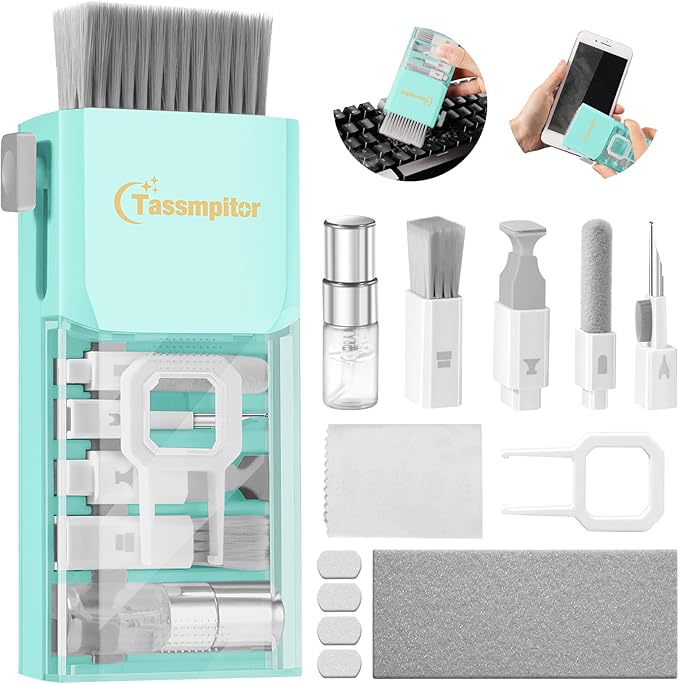 Tassmpitor Laptop Screen Keyboard Cleaner Kit, All in 1 Electronics Cleaning Tool for MacBook iPad iPhone Pro Cell Phone, Brush Tool for Tablet, Computer, PC Monitor,TV Camera Lens with Patent