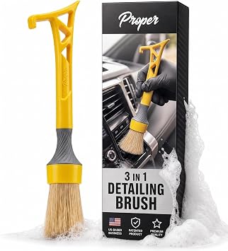 Premium Boars Hair Detailing Brush for Car Detailing, Ultra Soft | Interior or Exterior