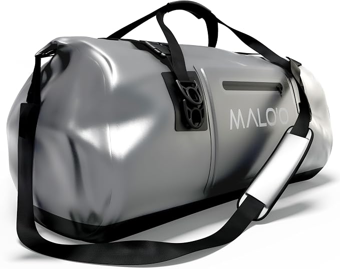 Malo’o Waterproof Dry Duffel, Heavy-Duty Roll Top Waterproof Gear Bag with Shoulder Strap & Molle Loops, Marine Duffel f