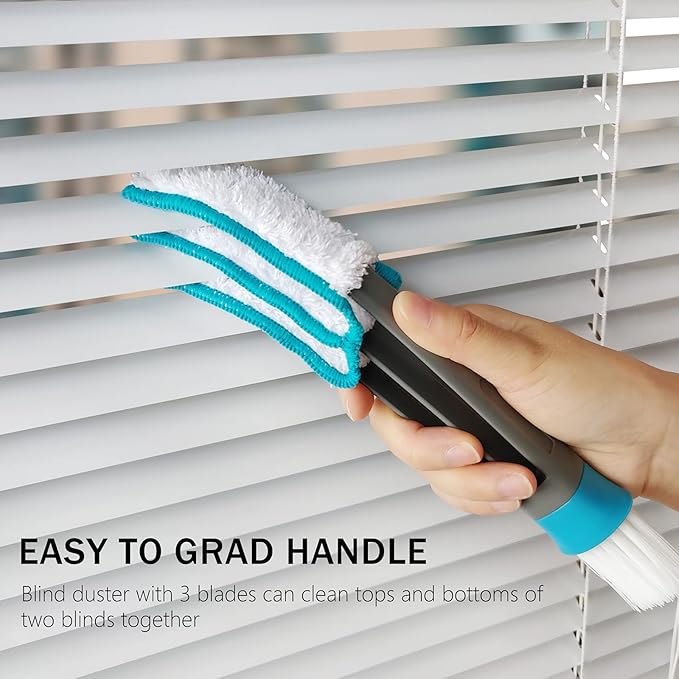 SetSail Blind Duster, Window Cleaner Duster Brush with 5 Microfiber Sleeves, Cleaning Tools for Vertical Blinds Air Conditioner Dust Ceiling Fans Dust Collector
