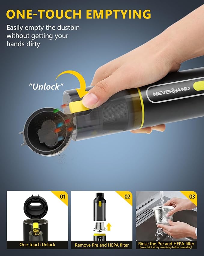 NEVERLAND Car Vacuum - 20000Pa Powerful Suction Mini Vacuum Cleaner Blowing & Inflating 4-in-1 Portable Vacuum Cordless for Car, Office Desk, Keyboards