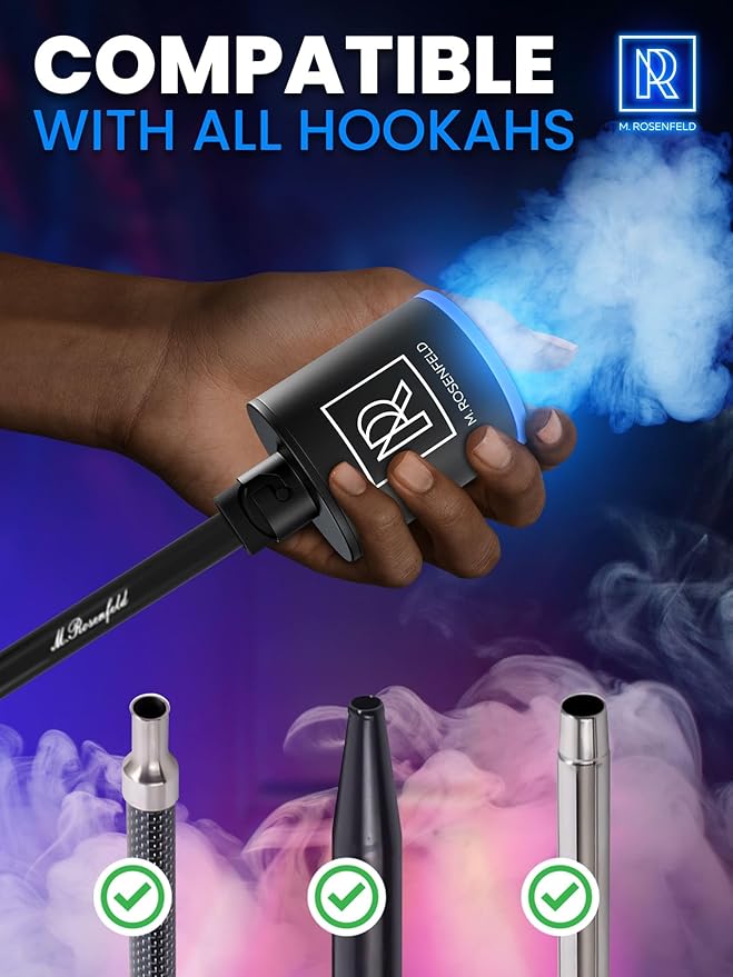 PRO Hookah Starter Pump - Hookah Pump Starter with 1300 mAh Rechargeable Battery - Portable Electric Hooka Blower & Vacuum Starter - Mini Air Pump with LED Light, Quiet & Efficient