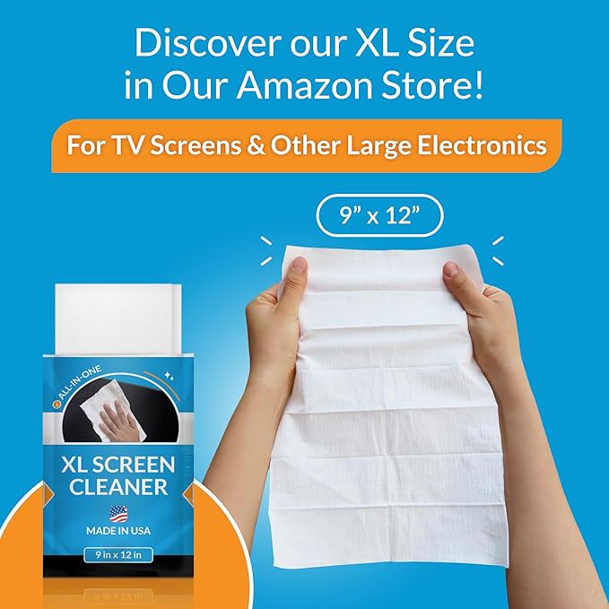 iCloth Large Screen Cleaning Wipes for Electronics, Lint-Free and Streak-Free, Fast-Drying, Removes Dust, Fingerprints, and Smudges (500 Wipes)