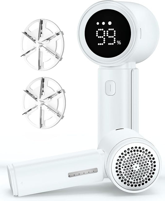 ASNUG Fabric Shaver, Electric Lint Remover, Sweater Shavers to Remove Pilling with 3 Speeds, 6 Leaf Blade, LED Display & Type-C Rechargeable, Removes Fuzz, Pills for Clothes, Furniture