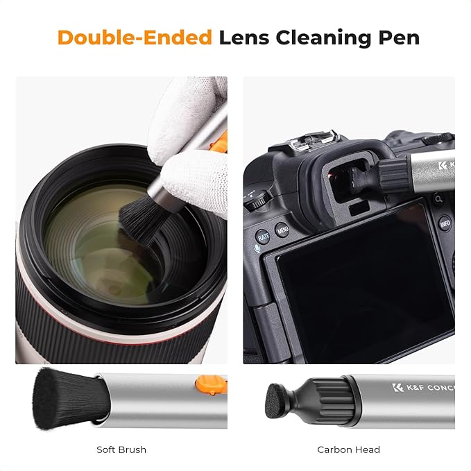 K&F Concept Multifunctional Lens Cleaning Kit, Aluminium Alloy Lens Cleaning Pen*1 + Airpods Cleaning Stripper*3 + Flocking Sponge*3 for Bluetooth Earphones Case, Camera Lens, Optical Lens, Glasses