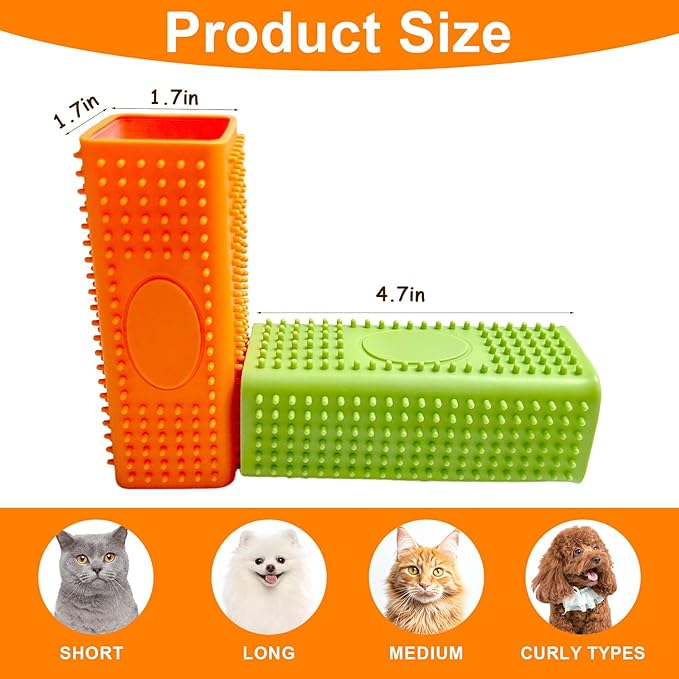 2pcs Pet Hair Remover, Dog Cat Block Roller Cleaner, Car Carpet Cleaner Brush for Small Animals, Pet Hair Removal Tool for Interior, Furniture, Sofa, Car Seat(Yellow+Orange)