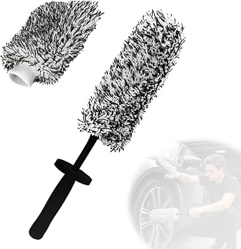 Wheel Barrel Brush, Upgrade Long Handle Microfiber Wheel Brush Car Duster Exterior,Car Duster Interior Multipurpose Clea