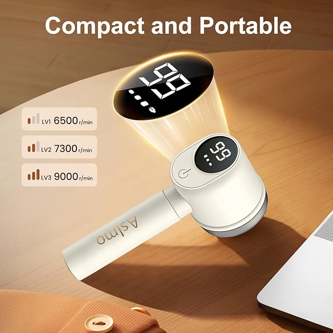 Sweater Fabric Shaver Three-Speed Adjustable Features LED Display Quickly removes Pills Gentle on Fabrics Upgraded lint Shaver Ideal for Home use