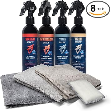Bling Sauce Platinum Fast 4 Kit Automotive Cleaners, Speed, Interior, Tire and Trim Sauce, 8 oz each