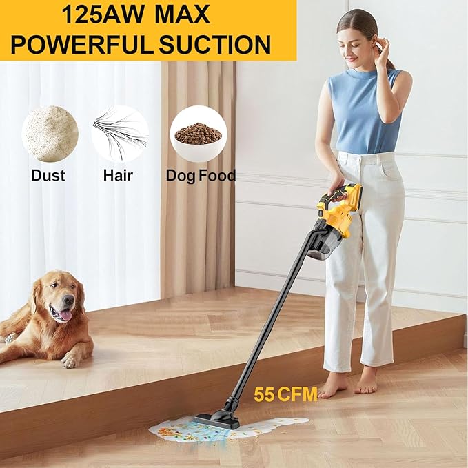 Cordless Vacuum for Dewalt 20V Battery,Handheld Vacuum Cleaner Stick Vacuum Shop Vac for Home Car Hardwood Floor Carpet with Washable HEPA Filter (No Battery)