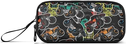 Fisyme Cars Monster Truck Pencil Case Large Capacity Pen Box Makeup Pouch Holder Organizer Stationery Bag for School Off