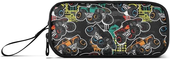Fisyme Cars Monster Truck Pencil Case Large Capacity Pen Box Makeup Pouch Holder Organizer Stationery Bag for School Off