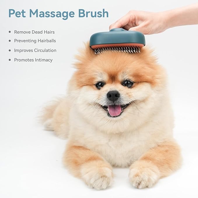 Aumuca Skin Friendly Self-Cleaning Slicker Brush for Dogs & Cats, Gentle Pet Grooming Tool for Shedding & Deshedding, Efficient Hair Remover for Long & Short Haired Pets