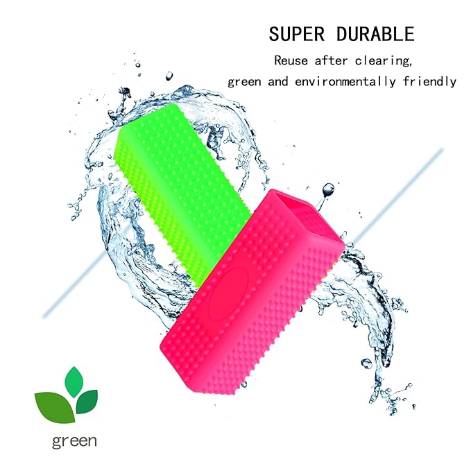 2pcs Pet Dog Cat Hair Remover, Pet Hair Removal Tool, Hollow Cleaner Brush for car，Interior, Furniture, Sofa (green and pink)