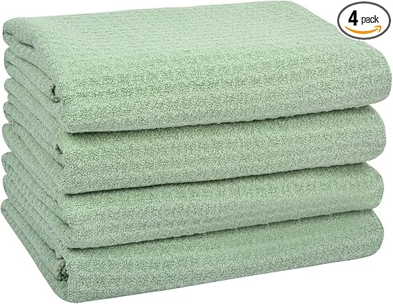 VIVOTE Sage Green Tea Towels for Kitchen Dish Cloth Microfibre Tea Towel