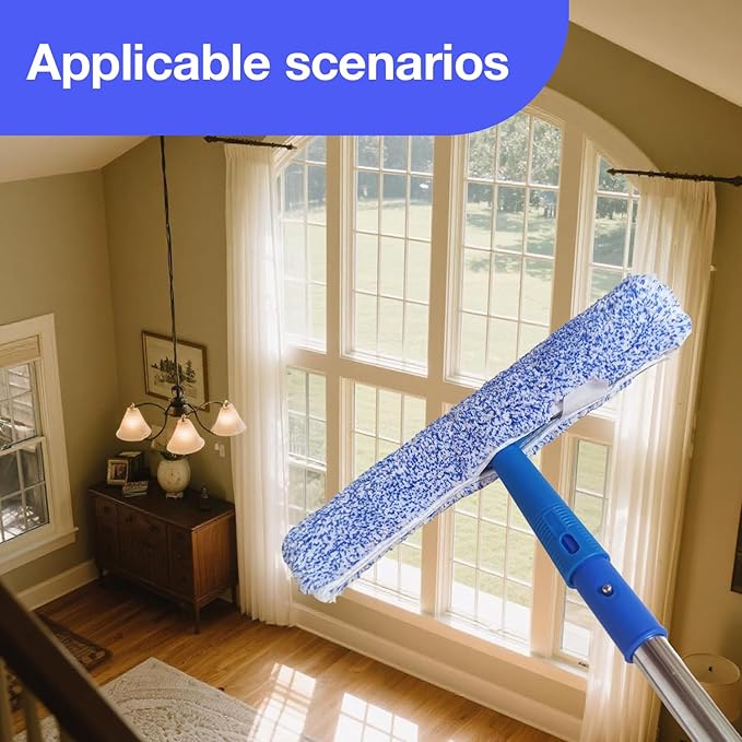4 Pack 14" Microfiber Window Scrubber Refill Replacement Compatible with Unger 966540 Professional Scrubber Refill Sleeve, Reusable Squeegee Cloth Sleeve for MR.SIGA Professional Window Cleaning