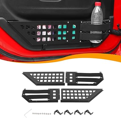 Hoolcar Front Door Storage Pockets, Door Side Insert Organizer Box Flexible Door Net Pocket Replacement Fit for Jeep Wra