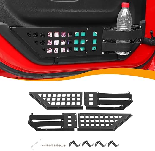 Hoolcar Front Door Storage Pockets, Door Side Insert Organizer Box Flexible Door Net Pocket Replacement Fit for Jeep Wra