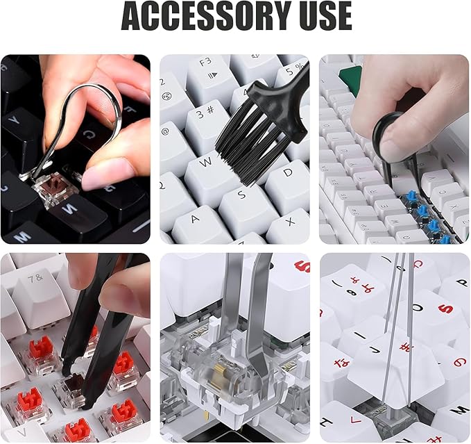 8 Piece Keyboard Keycap Remover, Switch Puller Set with Precision Tweezers and Cleaning Brushes, Keyboard Cleaning Kit Tool for Mechanical, Maintenance Kit for Deep Cleaning and Easy Component Removal