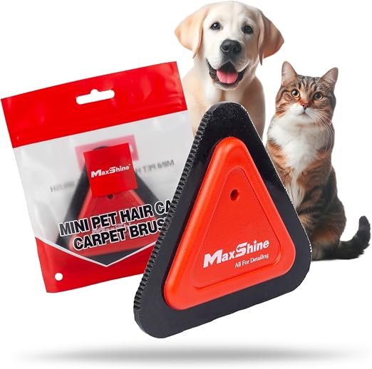 Maxshine Universal Mini Pet Hair Remover Tool – 3-Sided Teeth Brush for Car Interior, Carpets, Dogs & Cats – Easy-to-Cle
