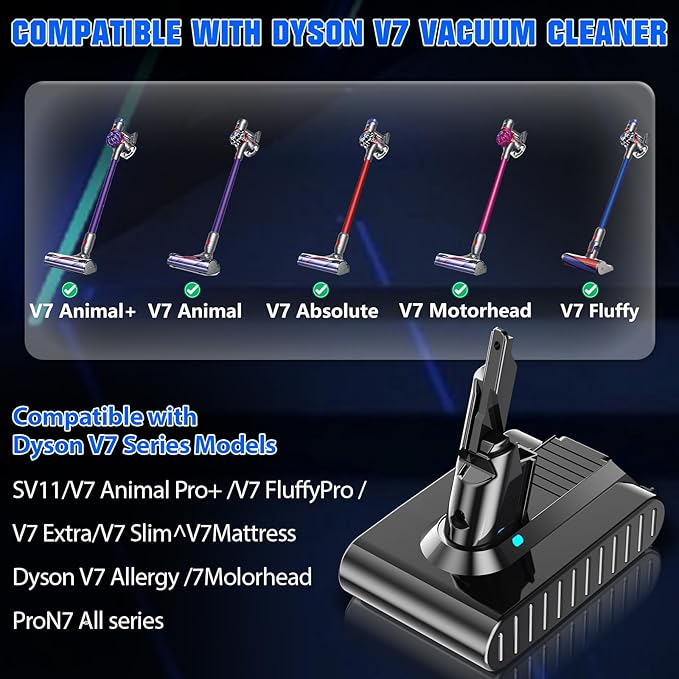 Premium V7 Trigger Battrey Replacement for Dyson V7 Battery 21.6V Compatible with SV11 V7 Animal/Trigger/Absolute/Motorhead/Fluffy/Car+Boat Handheld Cordless Vacuum Cleaner (Not Fit V6, V8)