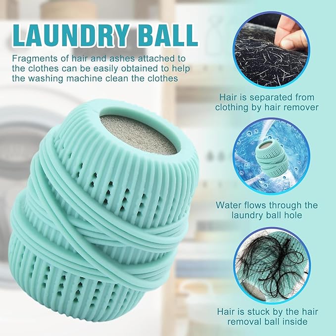 Pet Hair Remover for Laundry,Reusable Dog & Cat Hair Remover for Laundry Effectively Laundry Pet Hair Catcher for Clothes and Bedding,Suitable for lint Catcher for Washing Machine (12, Azure)