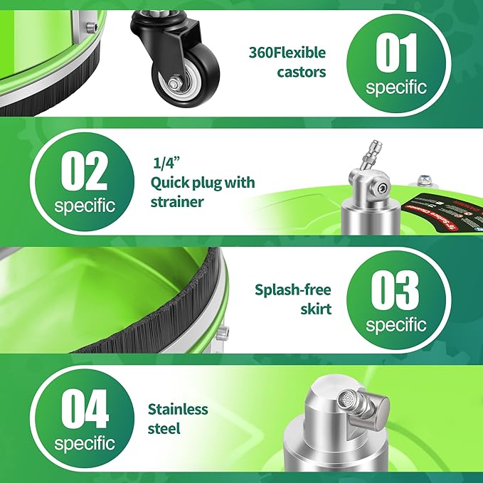 LidoDola 16'' Pressure Washer Surface Cleaner with 4 Wheels - Stainless Steel Surface Cleaner for Pressure Washer Attachment for Concrete, Driveway, Patio, Sidewalk, Deck and Driveways