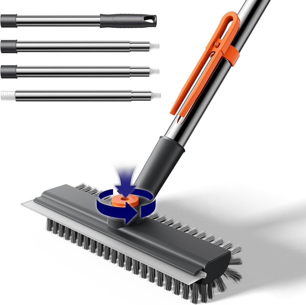 3 in 1 Adjustable Small Floor Scrub Brush with Long Handle