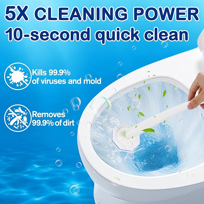 60 Count Disposable Toilet Wand Refills for Toilet Wand, 5X Cleaning Power Scrubber Refill, Bathroom Cleaning Supplies, No Falling Apart, Fresh Fragrance