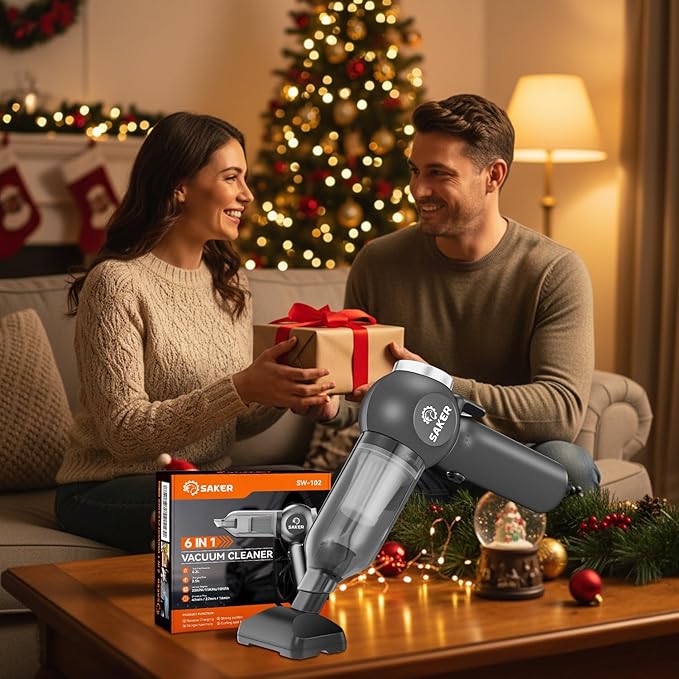 Saker Portable Car Vacuum Cordless 20000Pa 6 in 1 Multifunctional Adjustable Small Handheld Vacuum 7800mAH with Brushless Motor for Gifts, Car Home and Office SW-102