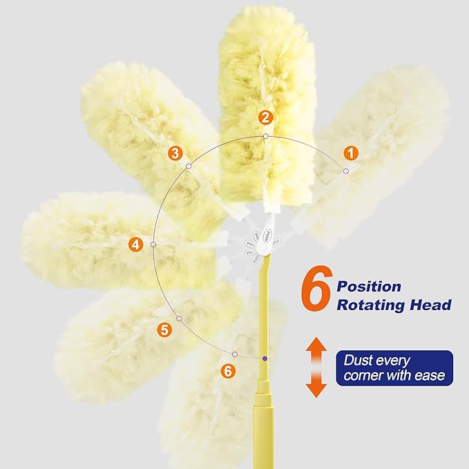 JOYMOOP Scented Telescopic Duster kit, 3FT Extendable Handle (Yellow) + 24 Yellow Refills for Swiffer Feather Duster,Easy Cleaning for Ceilings, Ceiling Fans, Blinds, Vents & Shelves