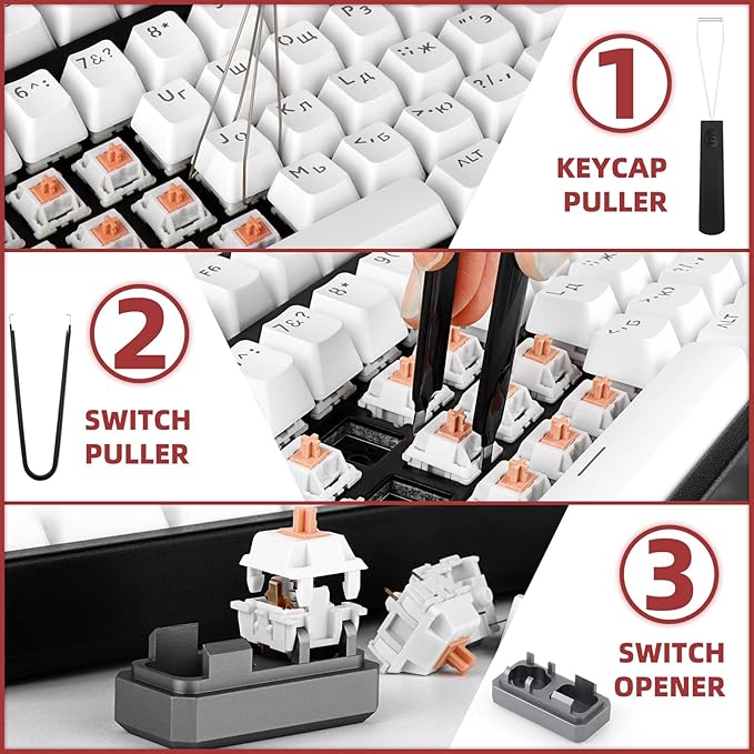 RUNJRX 44 Keyboard Switches Acrylic Lube Station,Switch Films 120Pcs,Switch Opener for MX Cherry Kailh Akko,Lube Tool for Mechanical Keyboard