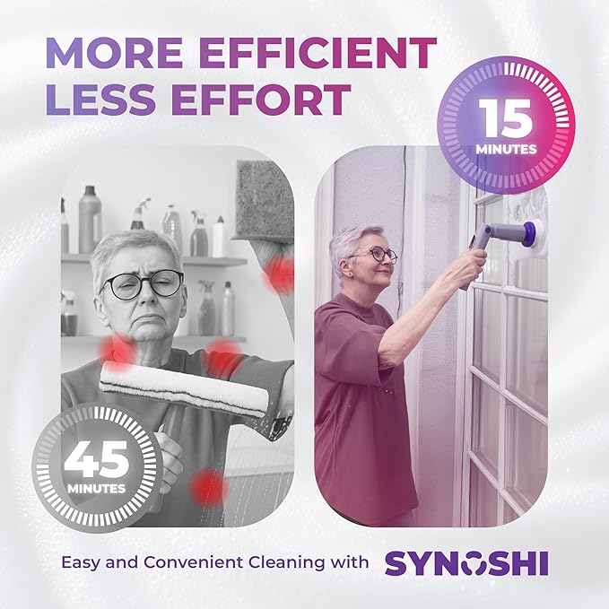 Synoshi PRO Electric Spin Scrubber Melamine Sponge for Bathroom & Shower Cleaning, Kitchen Brush Head for Power Cleaning - Set of 3 Sponges