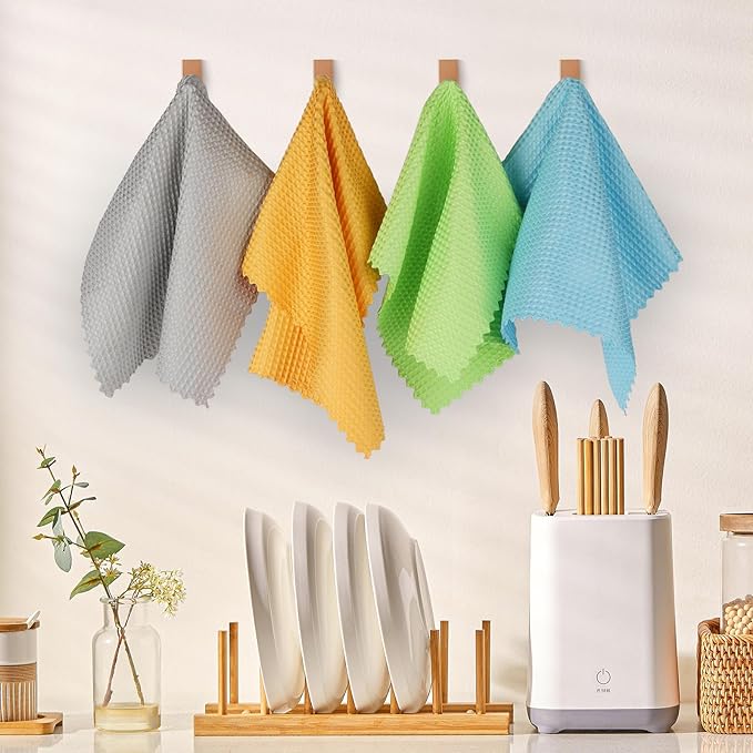 AIDEA Microfiber Glass Cleaning Cloth 12PK, Lint Free Cloth Polishing Cleaning Rags, Stainless Steel Wipes, Kitchen Dishcloths, Magic Cleaning Cloth for Glass, Windows, Mirrors, Stainless Steel 11×11"