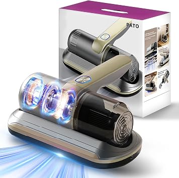 PATO Mattress Vacuum Cleaner, Wireless Handheld Bed Vacuum Cleaner with UV-C Light, HEPA Filter and Ultrasonic Vibration