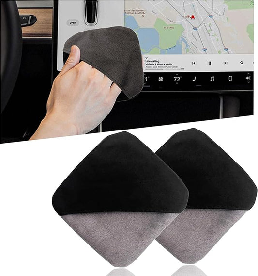 2 PCS Car Screen Cleaner, Square Microfiber Cloth Non-Scratch Auto Touchscreen Cleaning Wipes, Foldable Touch Screen Pad Universal Cleaning Tool for Vehicle Dashboard Display (Square+Square)