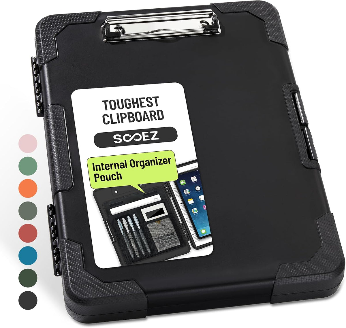 Toughest Clipboard with Storage, Internal Pen Pouch Included, Letter/ A4 Size, Shockproof Heavy Duty Plastic Clip Boards 8.5x11”, High Capacity Clipboards Box Case for Contractor Trucker Driver