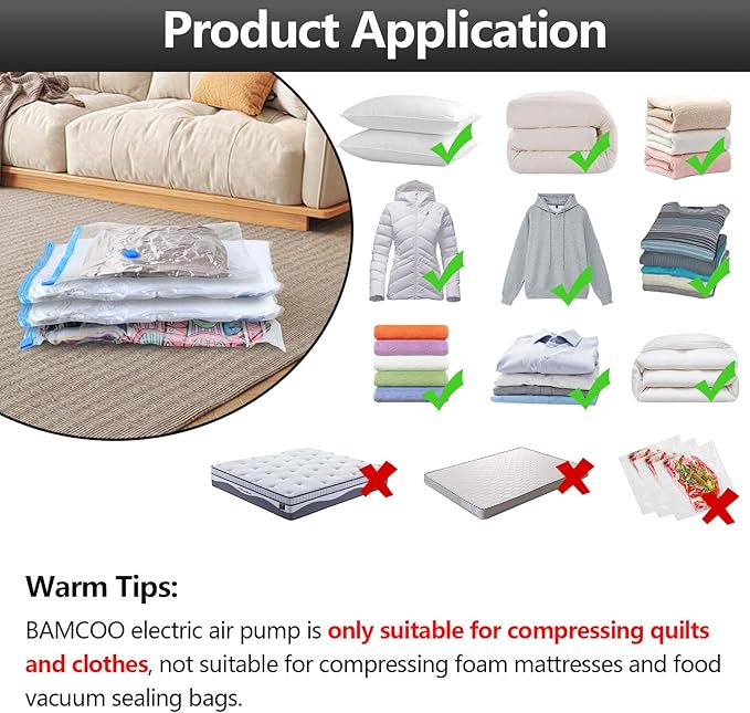 Electric Pump for Vacuum Storage Bags Travel Vacuum Pump for Various Vacuum Seal Bags Portable Vacpack Air Pump for Compression Clothing Blanket Luggage Black (Storage Bag Not Included)