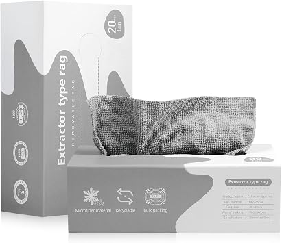 Luiruey Microfiber Cleaning Cloth Rags in A Box (20 Count) -7.9" x 7.9" Reusable Microfiber Towels for Cars - Edgeless T
