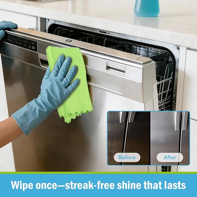 AIDEA Microfiber Glass Cleaning Cloth, 8PK, Premium Microfiber Glass and Window Cleaner, Lint Free Magic Cleaning Cloths for Glass, Windows, Windshields, Mirrors, Stainless Steel, 12"x12"