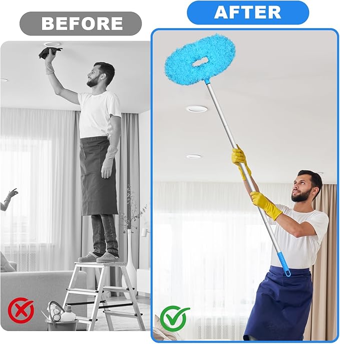 Storystore Ceiling Fan Cleaner Duster - Adjustable Duster with Extension Pole,Dusters for Cleaning Fan Blade, Walls and Cobweb (Round / 4Claw)